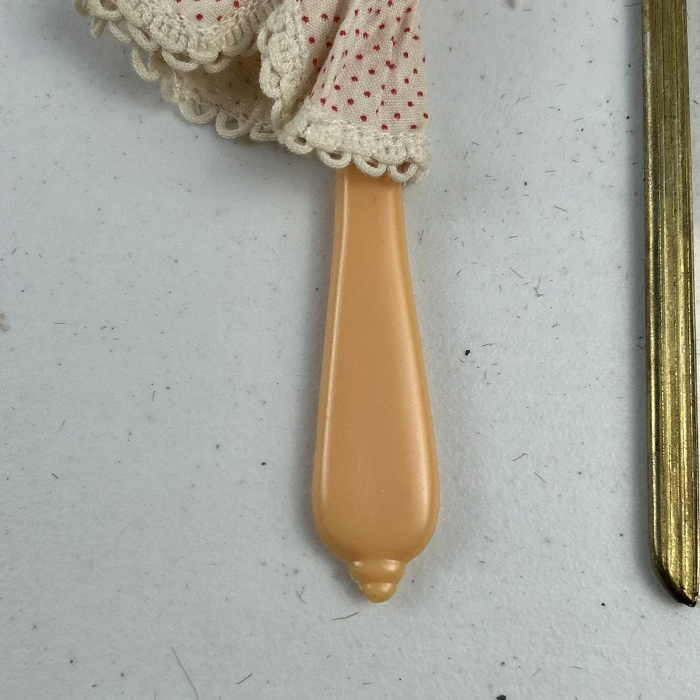 Vintage‎ Child's Doll Face Kitschy Hand Vanity Mirror, Comb, Brush Set